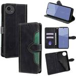 For Sharp Aqous wish5 Skin Feel Magnetic Buckle Leather Phone Case(Black)