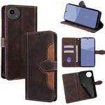 For Sharp Aqous wish5 Skin Feel Magnetic Buckle Leather Phone Case(Brown)