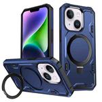 For iPhone 14 Plus Patronus MagSafe Magnetic Holder Phone Case(Navy Blue)