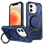 For iPhone 12 / 12 Pro Patronus MagSafe Magnetic Holder Phone Case(Navy Blue)