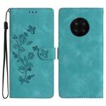 For Honor 50 Lite Flower Butterfly Embossing Pattern Leather Phone Case(Sky Blue)