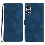 For Honor 70 Flower Butterfly Embossing Pattern Leather Phone Case(Blue)