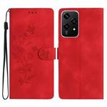 For Honor 200 Lite Global Flower Butterfly Embossing Pattern Leather Phone Case(Red)