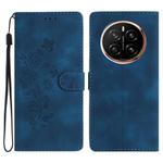 For Honor Magic7 Flower Butterfly Embossing Pattern Leather Phone Case(Blue)