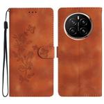 For Honor Magic7 Flower Butterfly Embossing Pattern Leather Phone Case(Brown)