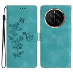 For Honor Magic7 Flower Butterfly Embossing Pattern Leather Phone Case(Sky Blue)