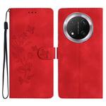 For Honor X9c Flower Butterfly Embossing Pattern Leather Phone Case(Red)