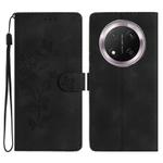 For Honor X9c Flower Butterfly Embossing Pattern Leather Phone Case(Black)