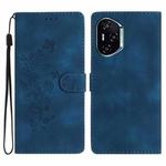 For Honor 400 Global 156.5mm Flower Butterfly Embossing Pattern Leather Phone Case(Blue)