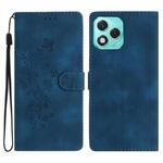 For Honor 400 Lite Global Flower Butterfly Embossing Pattern Leather Phone Case(Blue)