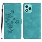 For Honor 400 Lite Global Flower Butterfly Embossing Pattern Leather Phone Case(Sky Blue)