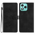For Honor 400 Lite Global Flower Butterfly Embossing Pattern Leather Phone Case(Black)