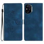 For Honor 400 Pro Global 160.8mm Flower Butterfly Embossing Pattern Leather Phone Case(Blue)