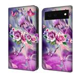 For Google Pixel 6 Crystal 3D Shockproof Protective Leather Phone Case(Butterfly)