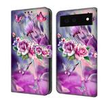 For Google Pixel 6a Crystal 3D Shockproof Protective Leather Phone Case(Butterfly)