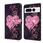 For Google Pixel 7 Pro Crystal 3D Shockproof Protective Leather Phone Case(Lace Love)