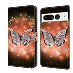 For Google Pixel 7 Pro Crystal 3D Shockproof Protective Leather Phone Case(Crystal Butterfly)