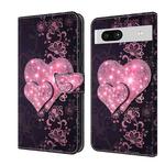 For Google Pixel 7a Crystal 3D Shockproof Protective Leather Phone Case(Lace Love)