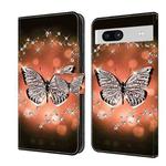 For Google Pixel 7a Crystal 3D Shockproof Protective Leather Phone Case(Crystal Butterfly)