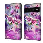 For Google Pixel 6 Pro Crystal 3D Shockproof Protective Leather Phone Case(Butterfly)