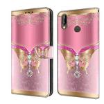 For Huawei P20 Lite Crystal 3D Shockproof Protective Leather Phone Case(Pink Bottom Butterfly)