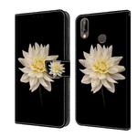 For Huawei P20 Lite Crystal 3D Shockproof Protective Leather Phone Case(White Flower)