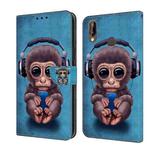 For Huawei P20 Lite Crystal 3D Shockproof Protective Leather Phone Case(Orangutan)