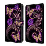 For Huawei P20 Lite Crystal 3D Shockproof Protective Leather Phone Case(Purple Flower Butterfly)