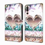 For Huawei P20 Pro Crystal 3D Shockproof Protective Leather Phone Case(Pink Diamond Heart)