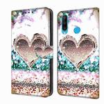 For Huawei P30 Lite Crystal 3D Shockproof Protective Leather Phone Case(Pink Diamond Heart)