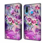 For Huawei P30 Lite Crystal 3D Shockproof Protective Leather Phone Case(Butterfly)
