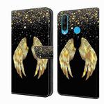 For Huawei P30 Lite Crystal 3D Shockproof Protective Leather Phone Case(Golden Wings)