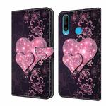 For Huawei P30 Lite Crystal 3D Shockproof Protective Leather Phone Case(Lace Love)