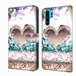 For Huawei P30 Pro Crystal 3D Shockproof Protective Leather Phone Case(Pink Diamond Heart)