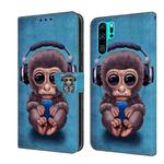 For Huawei P30 Pro Crystal 3D Shockproof Protective Leather Phone Case(Orangutan)