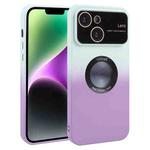 For iPhone 14 Gradient Silicone Shockproof Magsafe Phone Case with Lens Film(White Purple)