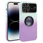 For iPhone 14 Pro Gradient Silicone Shockproof Magsafe Phone Case with Lens Film(White Purple)