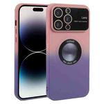 For iPhone 14 Pro Gradient Silicone Shockproof Magsafe Phone Case with Lens Film(Pink Purple)