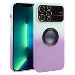 For iPhone 13 Pro Max Gradient Silicone Shockproof Magsafe Phone Case with Lens Film(White Purple)