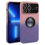 For iPhone 13 Pro Gradient Silicone Shockproof Magsafe Phone Case with Lens Film(Pink Purple)