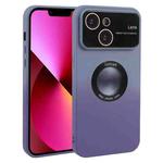 For iPhone 13 Gradient Silicone Shockproof Magsafe Phone Case with Lens Film(Grey Purple)