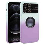 For iPhone 12 Pro Gradient Silicone Shockproof Magsafe Phone Case with Lens Film(White Purple)