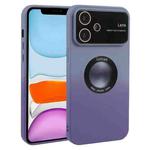 For iPhone 11 Gradient Silicone Shockproof Magsafe Phone Case with Lens Film(Grey Purple)
