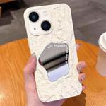 For iPhone 14 Plus Embossed Rock Texture Mirror TPU Phone Case(Milk White)