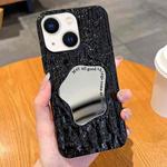 For iPhone 14 Plus Embossed Rock Texture Mirror TPU Phone Case(Black)