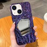 For iPhone 14 Plus Embossed Rock Texture Mirror TPU Phone Case(Deep Purple)
