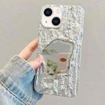 For iPhone 14 Plus Embossed Rock Texture Mirror TPU Phone Case(Space Silver)