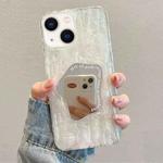 For iPhone 14 Embossed Rock Texture Mirror TPU Phone Case(Translucent)