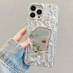 For iPhone 14 Pro Max Embossed Rock Texture Mirror TPU Phone Case(Space Silver)