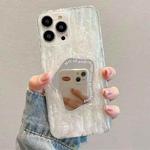 For iPhone 13 Pro Embossed Rock Texture Mirror TPU Phone Case(Translucent)